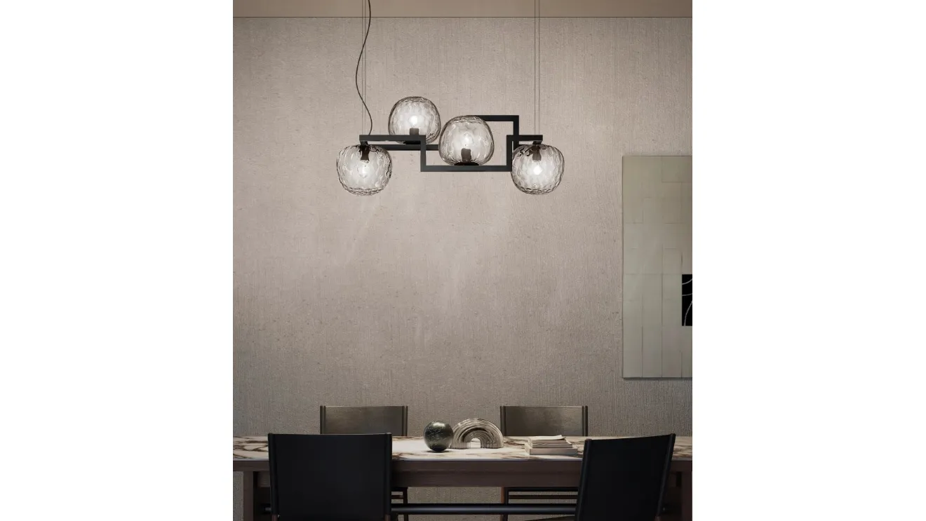 Globose pendant lamp in metal and glass by Vistosi