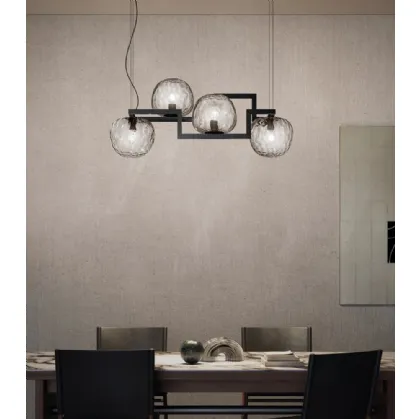Globose pendant lamp in metal and glass by Vistosi