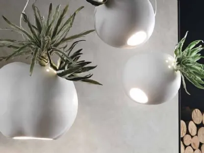 Ceramic lamp with Erbaria artificial green inserts by Adriani and Rossi
