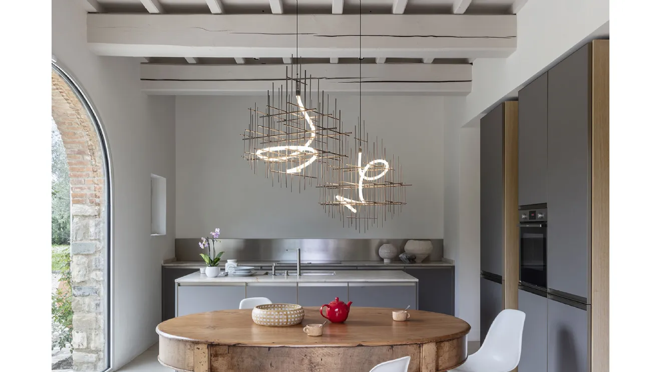 Pendant lamp with metal frame Metrica by Mogg