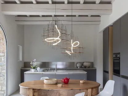 Pendant lamp with metal frame Metrica by Mogg