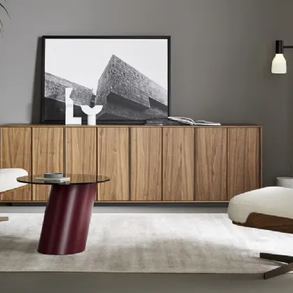 Design armchair Olos in fabric and wood by Bonaldo.