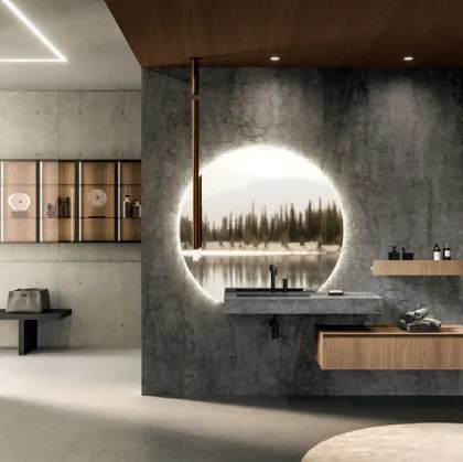 360Gradi 02 Wall-Mounted Bathroom Cabinet in Arrital Oak
