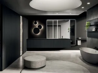 360Gradi 07 Wall-Mounted Bathroom Cabinet in Black Lacquered Oak by Arrital