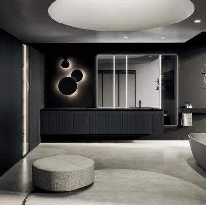 360Gradi 07 Wall-Mounted Bathroom Cabinet in Black Lacquered Oak by Arrital