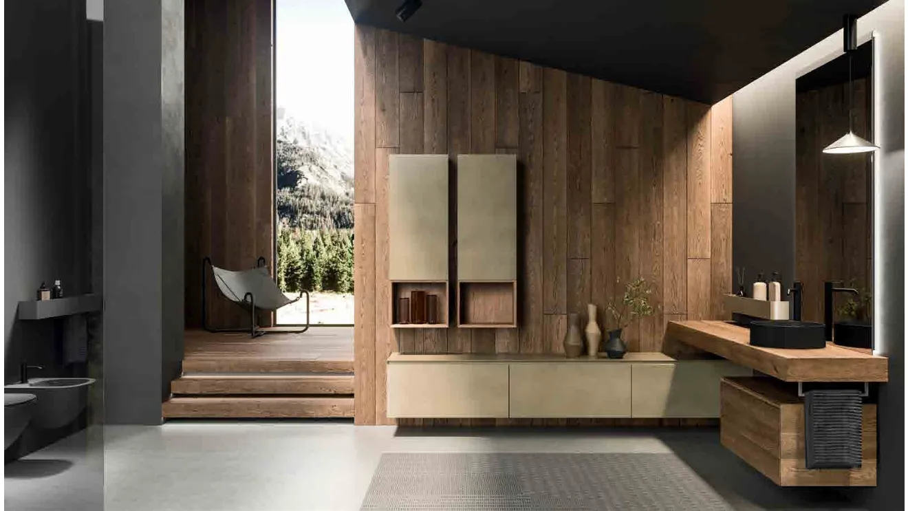 360Gradi_Concept_03 Wall-Mounted Bathroom Cabinet in Wood and Oxidized Lacquer by Altamarea