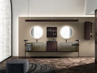 Floor-standing Lympha 06 bathroom cabinet in oxidized brass lacquer by Arrital