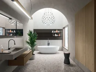Wall-mounted Bathroom Cabinet Modo Project 05 in Arrital Oak