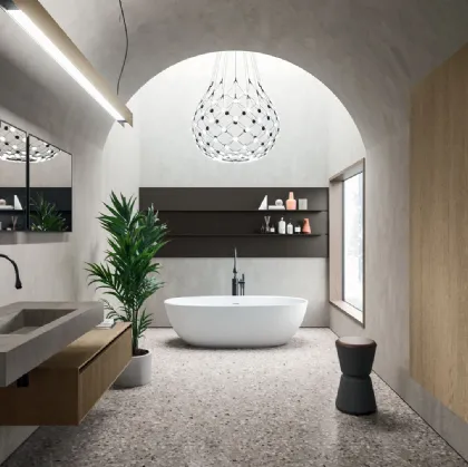 Wall-mounted Bathroom Cabinet Modo Project 05 in Arrital Oak