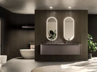Arrital Modo Project 08 Wall-Mounted Bathroom Cabinet in Metal Brown Lacquered Finish