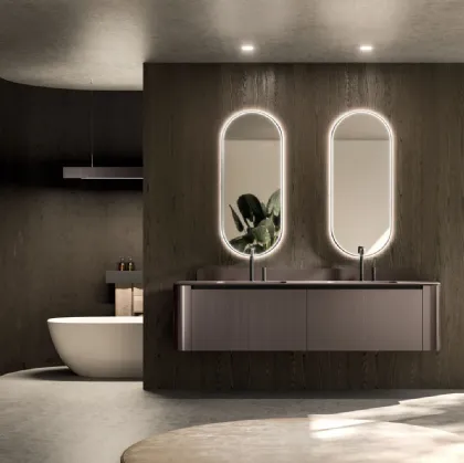 Arrital Modo Project 08 Wall-Mounted Bathroom Cabinet in Metal Brown Lacquered Finish