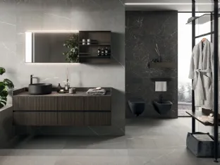 Wall-mounted Bathroom Cabinet Modo Project 09 in Cocoa Oak by Arrital