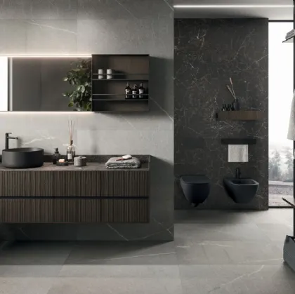 Wall-mounted Bathroom Cabinet Modo Project 09 in Cocoa Oak by Arrital