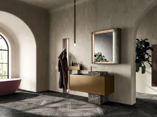 Floor-standing Bathroom Cabinet Must 02 in Metal Bronze Lacquer and Arrital Marble
