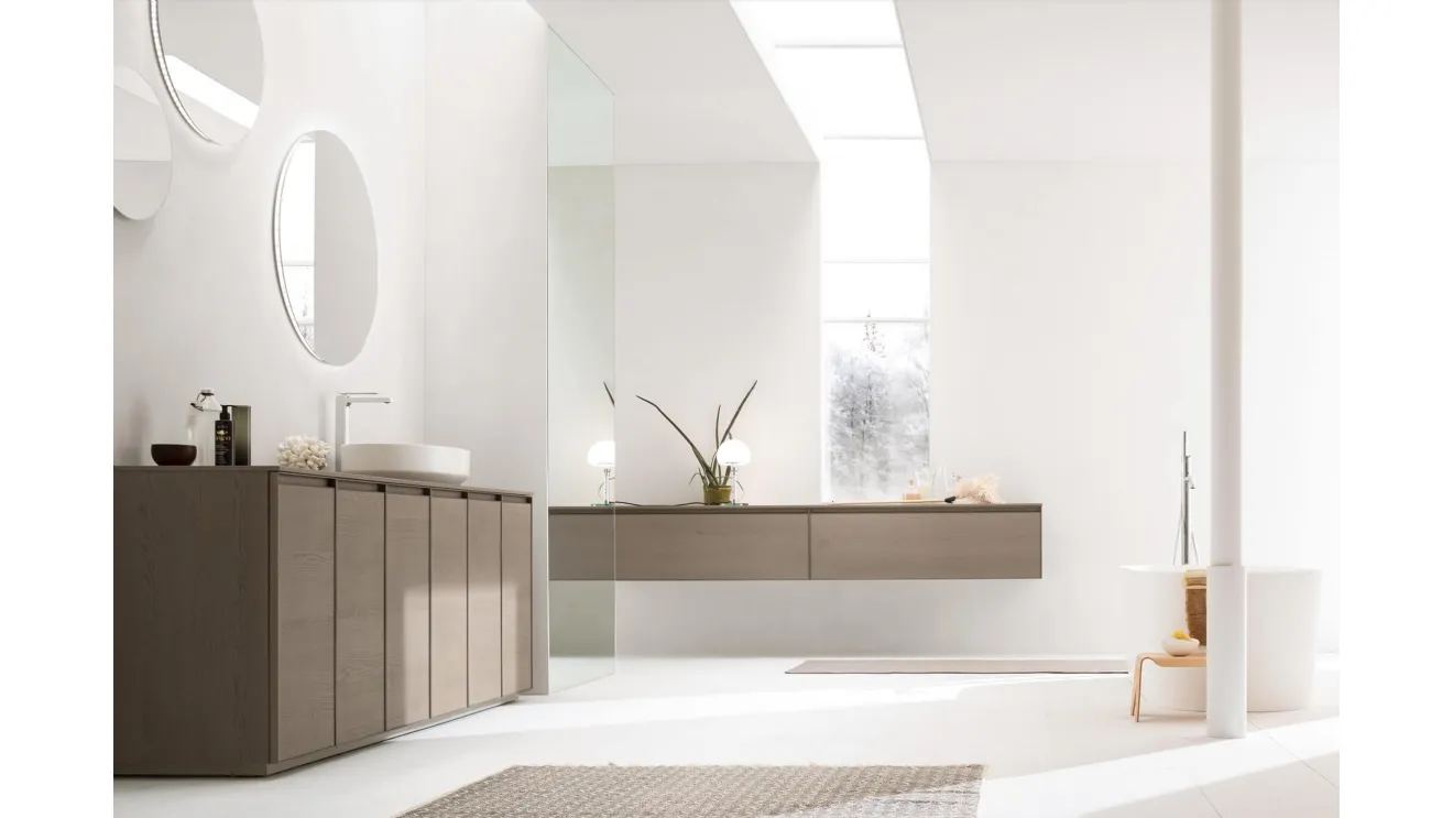 Bathroom vanity unit Shape 07 in barley oak by Arcom.