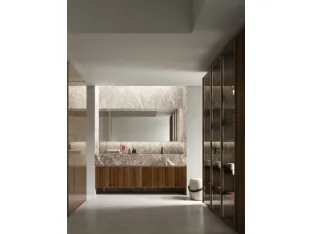Suspended bathroom cabinet Shape 20 in walnut by Arcom.