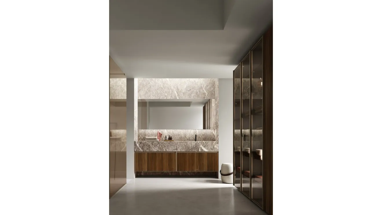 Suspended bathroom cabinet Shape 20 in walnut by Arcom.