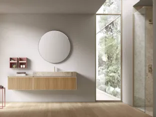 Wall-mounted bathroom cabinet Shape 21 in oak by Arcom