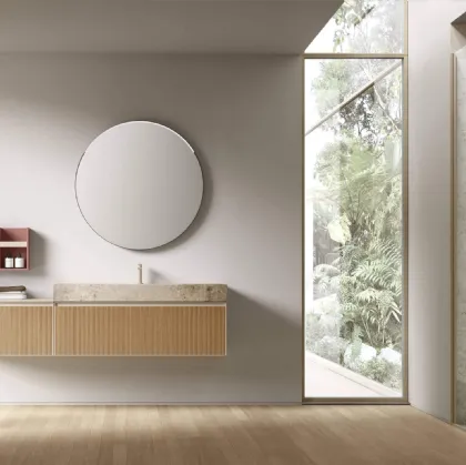 Wall-mounted bathroom cabinet Shape 21 in oak by Arcom