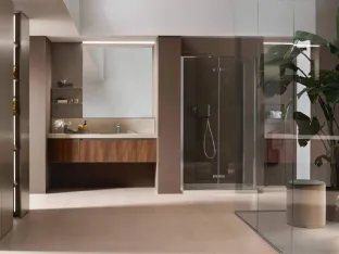 Suspended Bathroom Vanity Shape 25 in walnut by Arcom