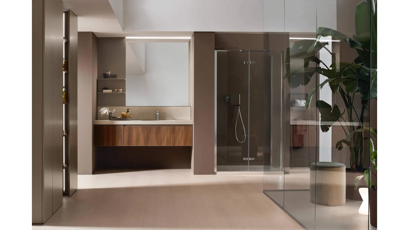 Suspended Bathroom Vanity Shape 25 in walnut by Arcom