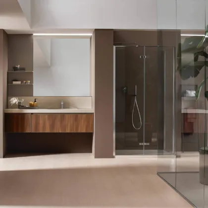 Suspended Bathroom Vanity Shape 25 in walnut by Arcom