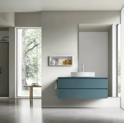 Suspended bathroom cabinet Shape 29 in octane lacquered oak by Arcom