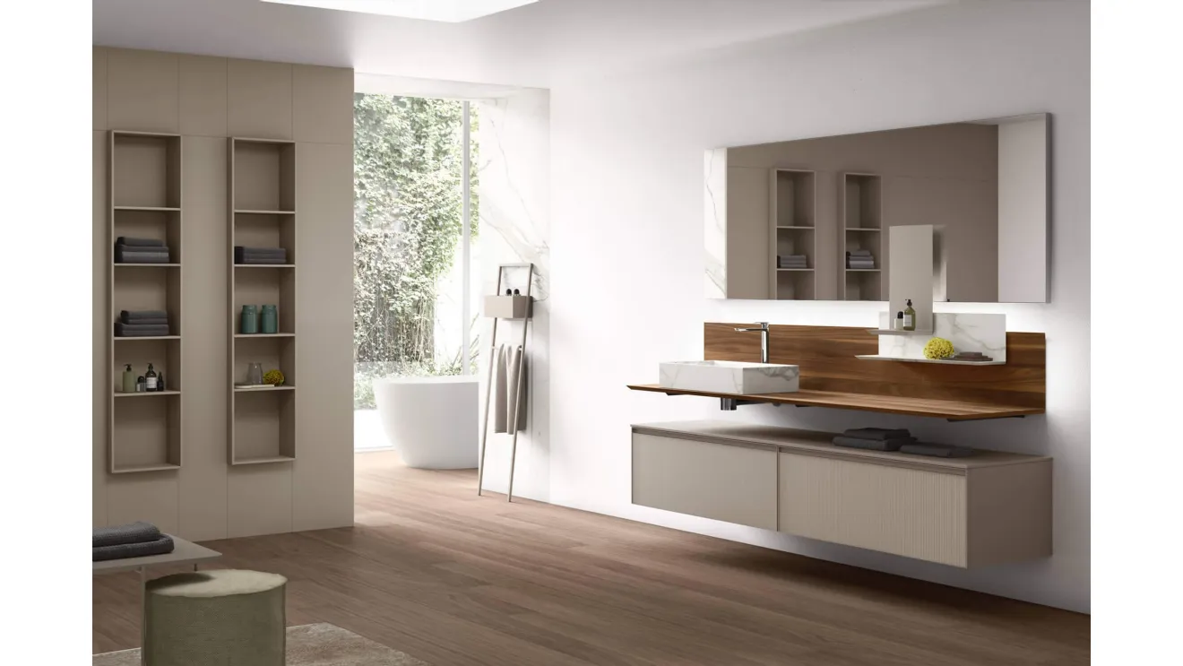 Suspended Bathroom Vanity Shape 32 in lacquered glass by Arcom