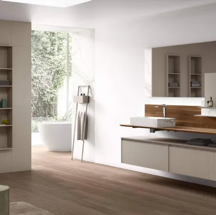 Suspended Bathroom Vanity Shape 32 in lacquered glass by Arcom