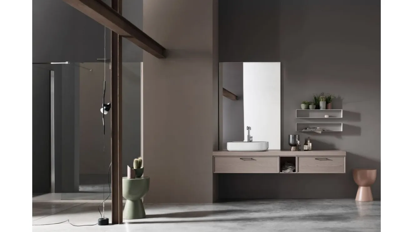 Suspended bathroom cabinet in Ash Vanity 02 by Arcom
