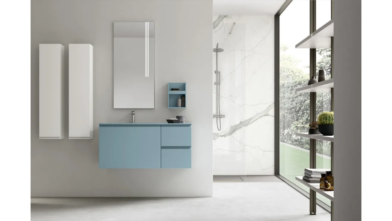 Suspended bathroom vanity Virgola 06 by Arcom