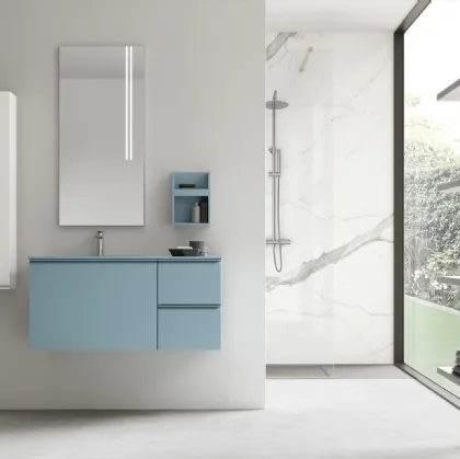 Suspended bathroom vanity Virgola 06 by Arcom