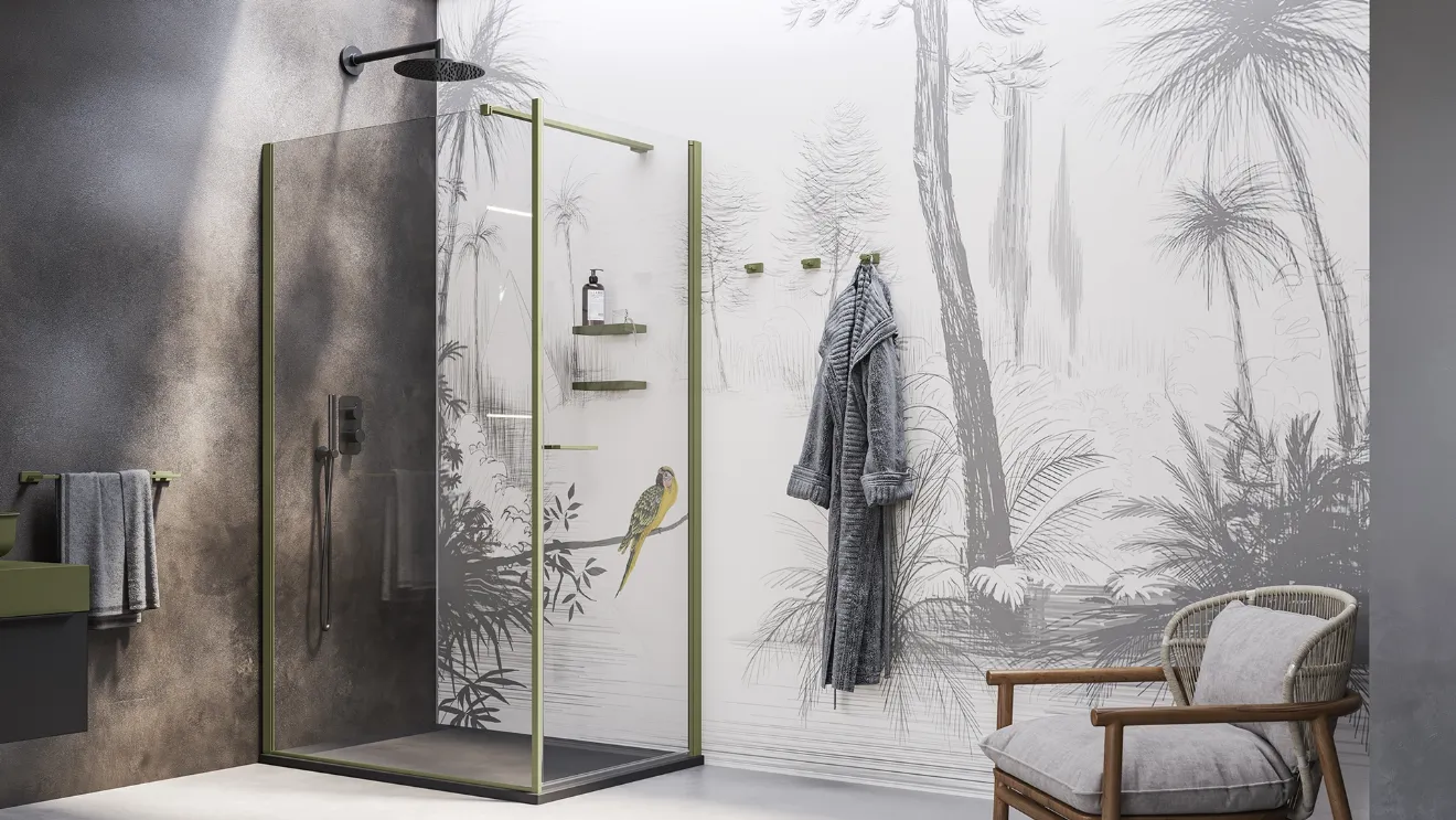 Walk In Shower Box with Swinging Door by Inda