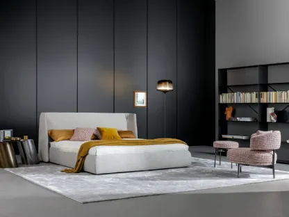 Bed with headboard and underbed storage basket by Bonaldo