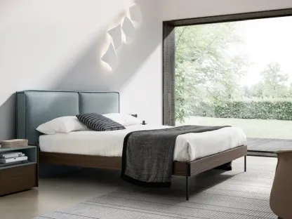Double bed with padded fabric headboard Cloud by Adok
