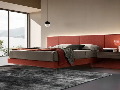Modula fabric bed with transparent feet by Adok