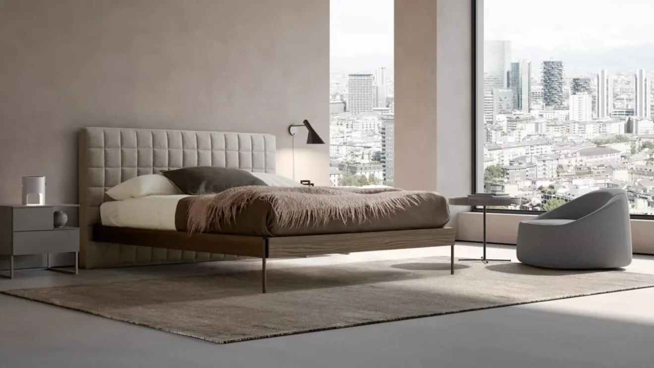 Double bed with Rubik headboard by Adok.