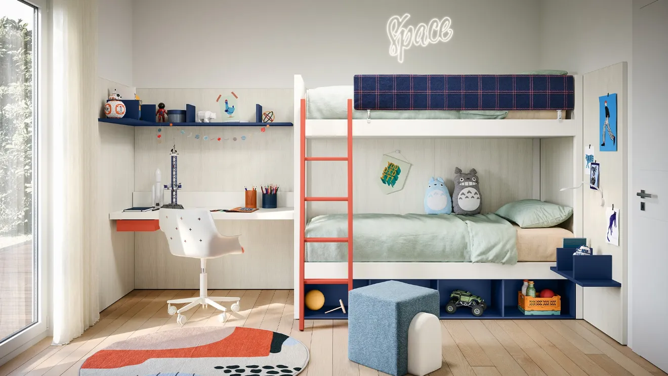 Bedroom with Camelot bunk beds by Nidi.