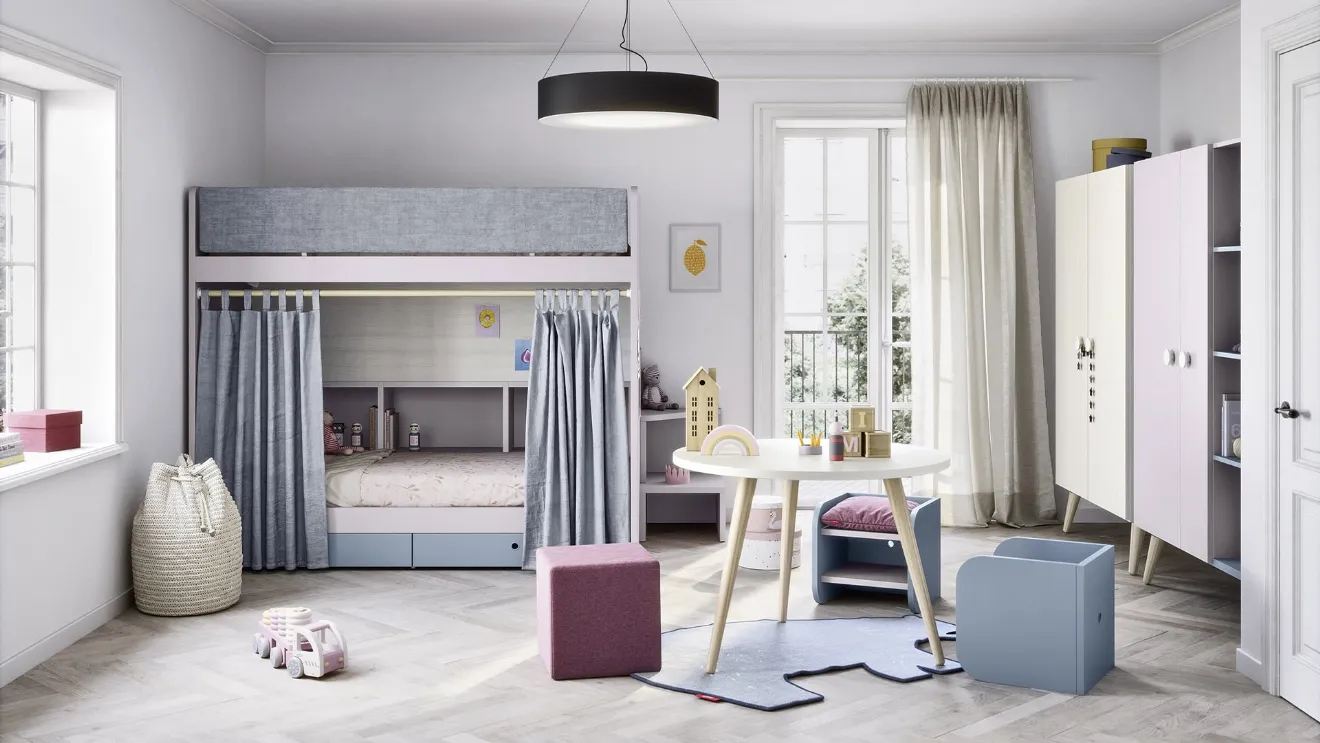 Bedroom with Ergo bunk beds by Nidi.
