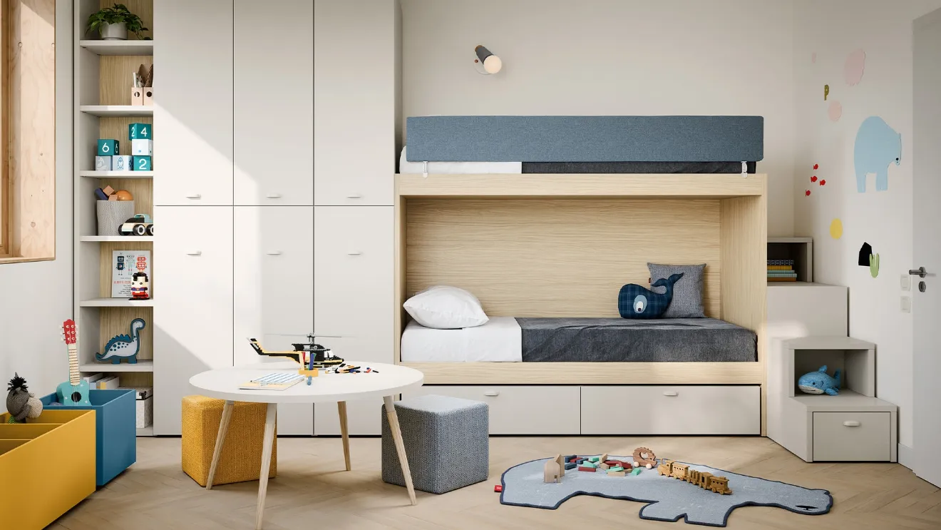 Bedroom with Nuk bunk beds by Nidi.