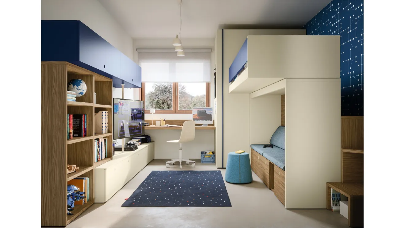 Bedroom with Skid bunk beds by Nidi.