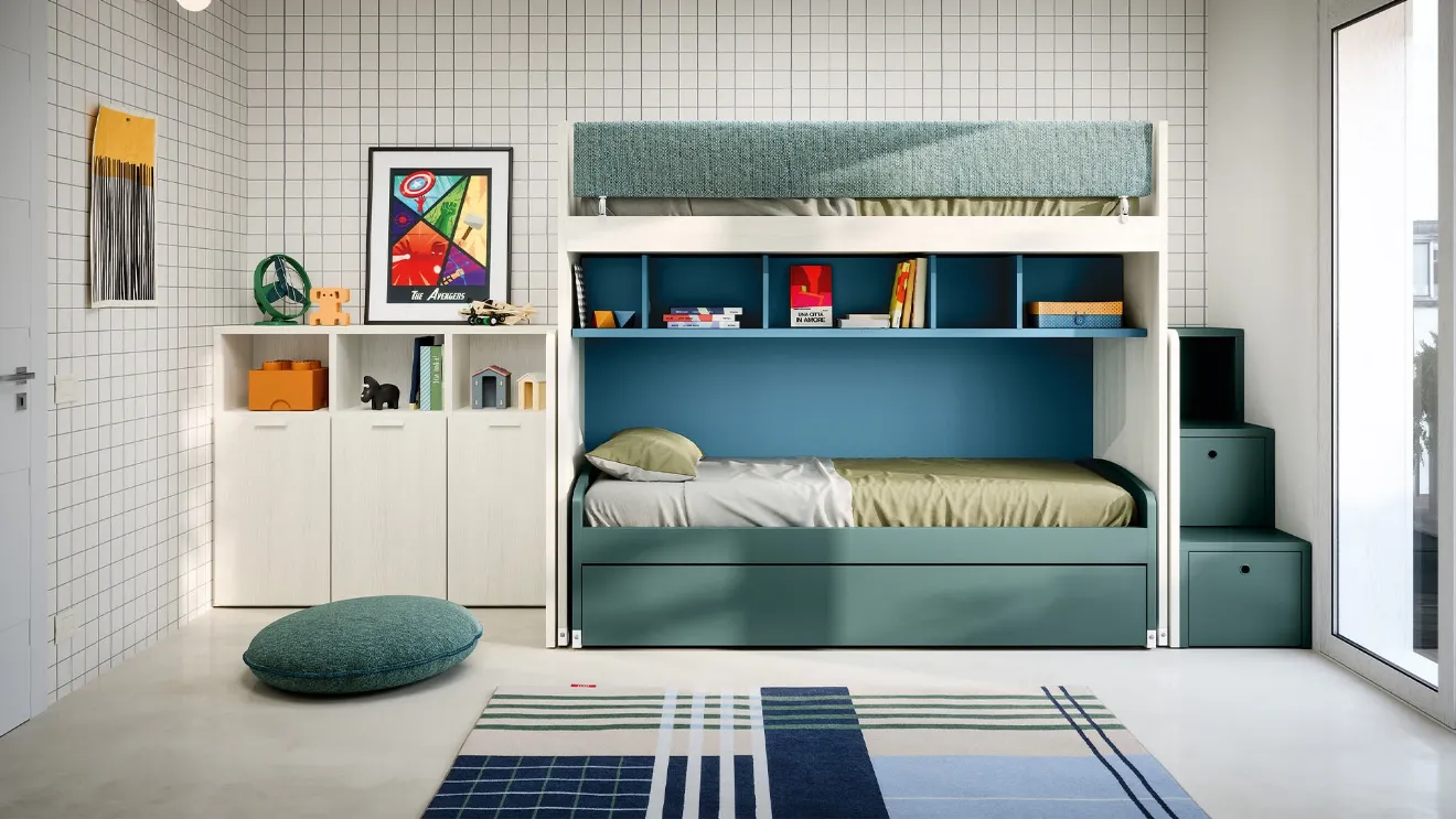 Bedroom with Slot bunk beds by Nidi.