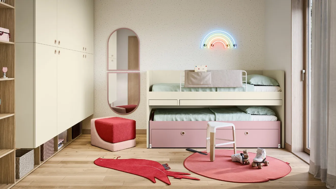 Space-saving kids' room with loft beds by Nidi