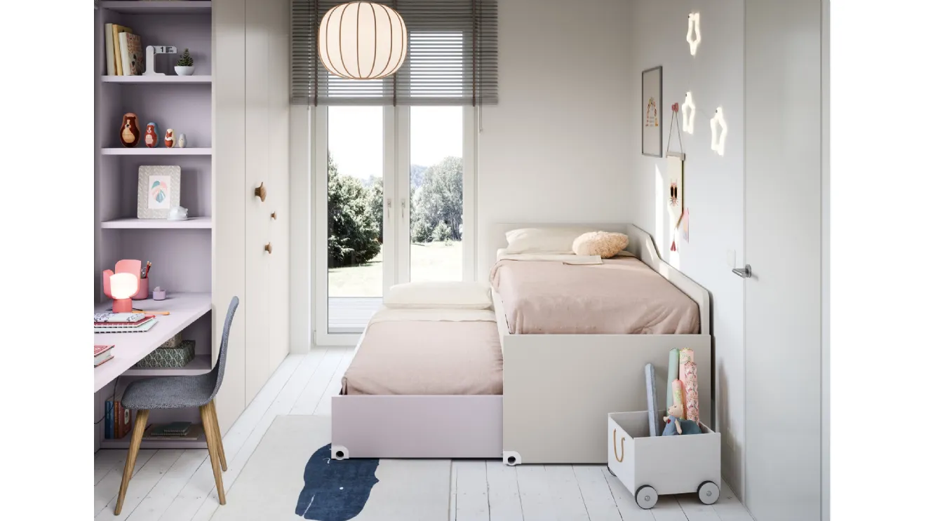Space-saving Children's Bedroom with Raised Beds by Nidi
