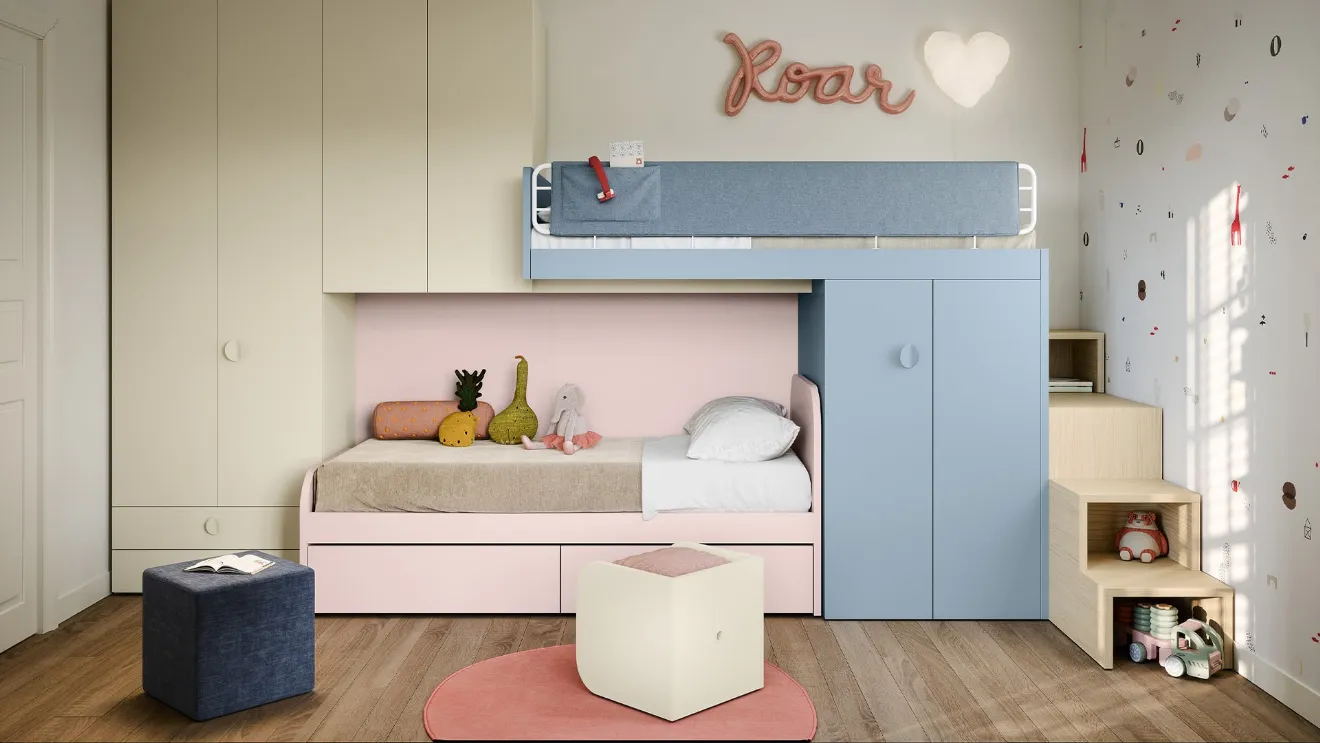 Bedroom with loft beds by Nidi.