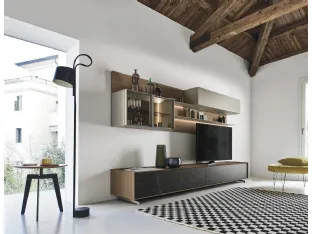 Wall Unit Cabaret One 03 in wood and ceramic by Sangiacomo