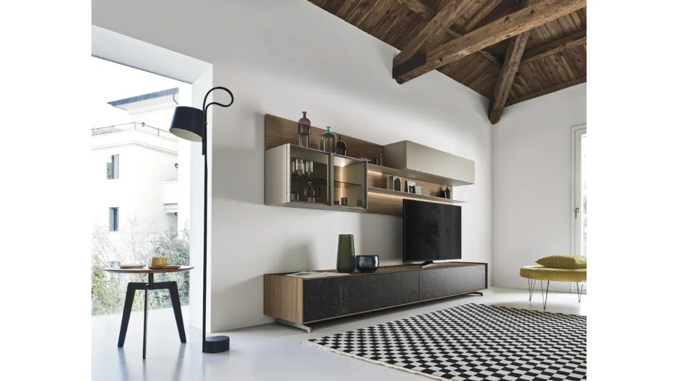 Wall Unit Cabaret One 03 in wood and ceramic by Sangiacomo