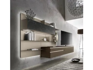 Lampo 017 fitted wall unit by Sangiacomo.
