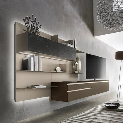 Lampo 017 fitted wall unit by Sangiacomo.