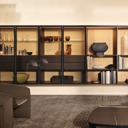 Code floating bookcase by Poliform